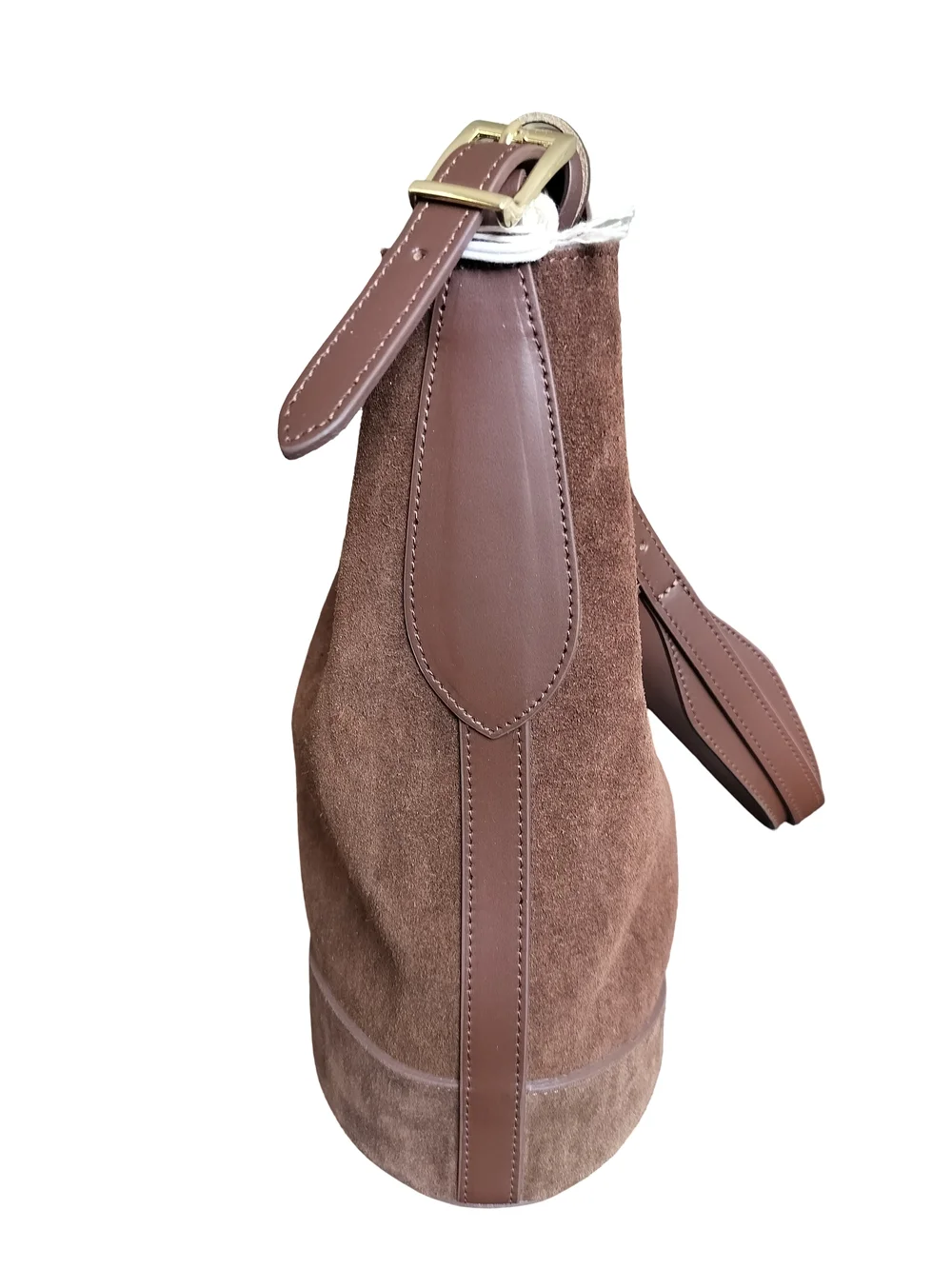 Italian Brown Suede Bucket Bag - Women NWT - Picture 2 of 7
